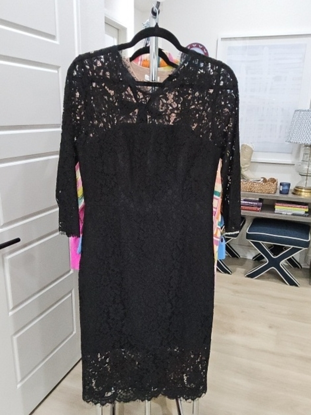 J. Crew Black Lace Long Sleeve Sheath Dress